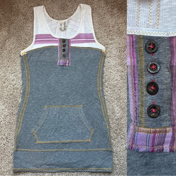 Free People Tops - Free People Tunic Tank Front Pouch Functional Buttons
